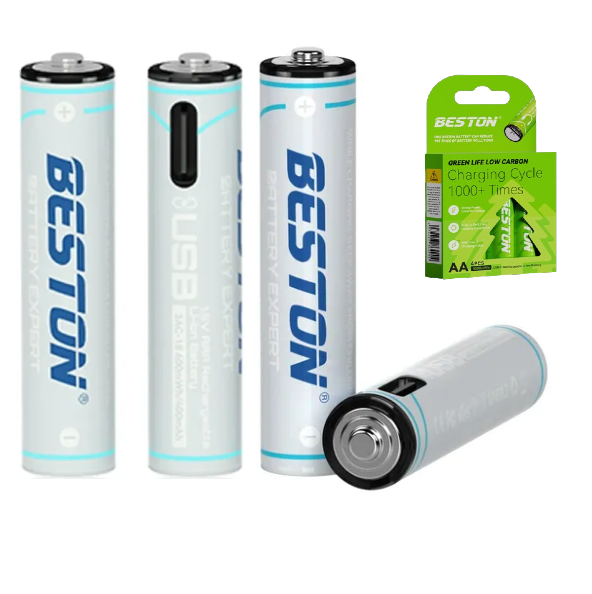 Pack 4 Pilas AAA 1.5v Lithium Recargables BESTON / Tipo-C / 600mAh / 900mWh