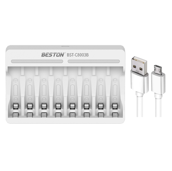 Cargador USB BESTON Para 8 Pilas 1.2V AA / AAA