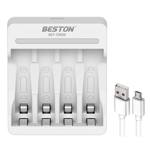 Cargador USB BESTON Para 4 Pilas 1.2V AA / AAA / CARGA RAPIDA