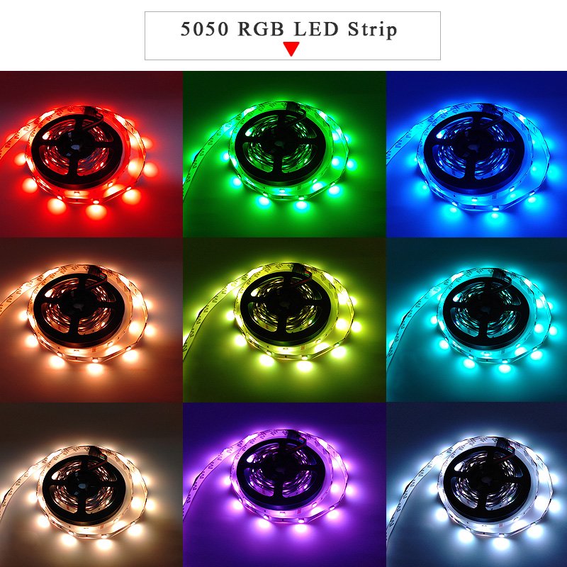 Cinta Tira Luces Led Rgb 10 MT 5050 Con Transformador + Control / 10MT / IP65 / Interior Y Exterior