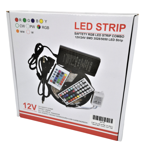 Cinta Tira Luces Led Rgb 10 MT 5050 Con Transformador + Control / 10MT / IP65 / Interior Y Exterior