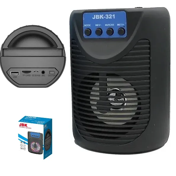 Parlante Bluetooth JBK-321 / Radio FM / MicroSD / USB / Luces LED