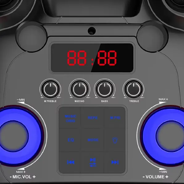 Parlante Bluetooth 12″x2 Con Micrófono Y Control / Con DSP / Radio FM / MicroSD / USB / AUX 3.5mm / 80W / 20000w P.M.P.O / 5000mah / Sing-e ZQS-12215