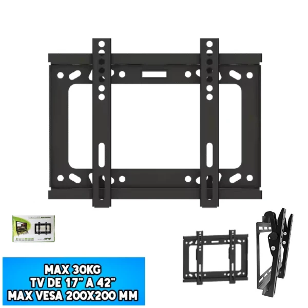 Soporte Para TV 14 A 42″ / MAX 30KG / Max VESA 200X200MM / RECLINABLE / 1mm Grosor