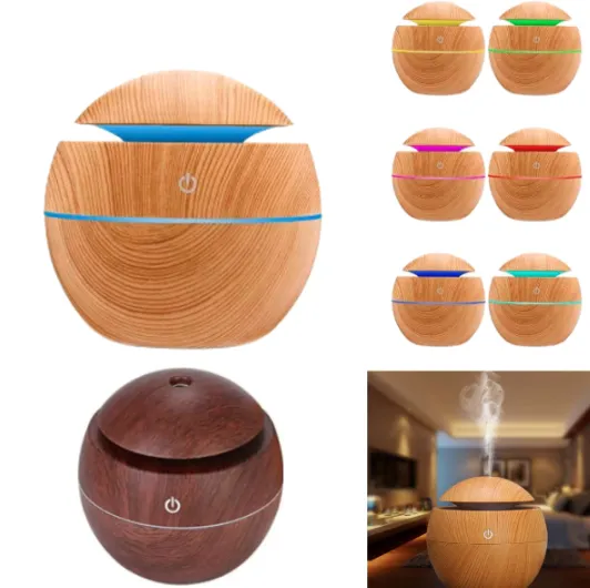 Aromatizador Difusor Vaporizador Humidificador Usb 130ML / 3W / Con Luces / Redondo