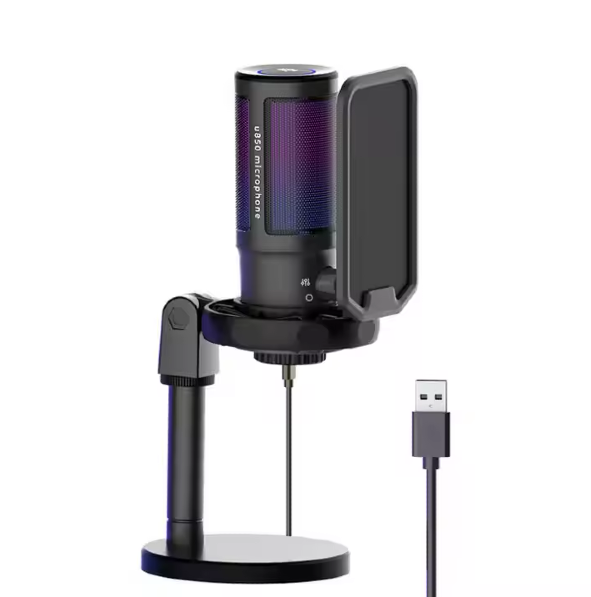 Micrófono Condensador PC / USB / RGB / METALICO / U850