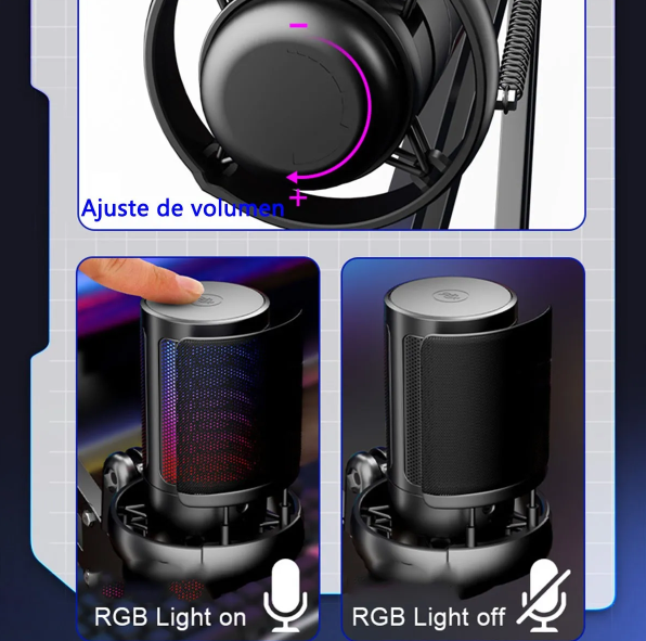 Micrófono Condensador PC / USB / RGB / BRAZO / M6S PLUS