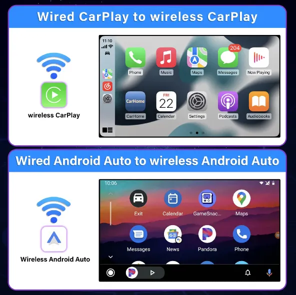 Interface Inalámbrica 2en1 Carplay / Android Auto