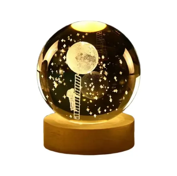 Lampara Veladora Bola Cristal Luz Led 3d USB / 6cm / 12 DISEÑOS / VER FOTOS