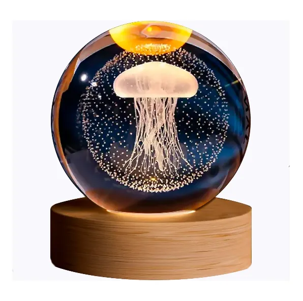 Lampara Veladora Bola Cristal Luz Led 3d USB / 6cm / 12 DISEÑOS / VER FOTOS