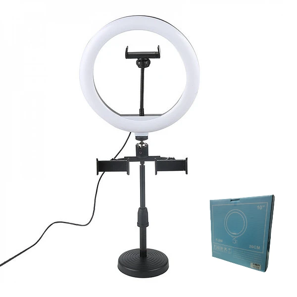 Aro Anillo Luz Led 26cm De Escritorio + Trípode 25cm + 3 Soportes Para Celular
