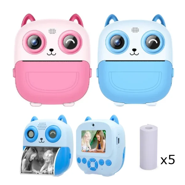 Cámara De Fotos Infantil Impresión Instantánea + 5 Rollos De Regalo