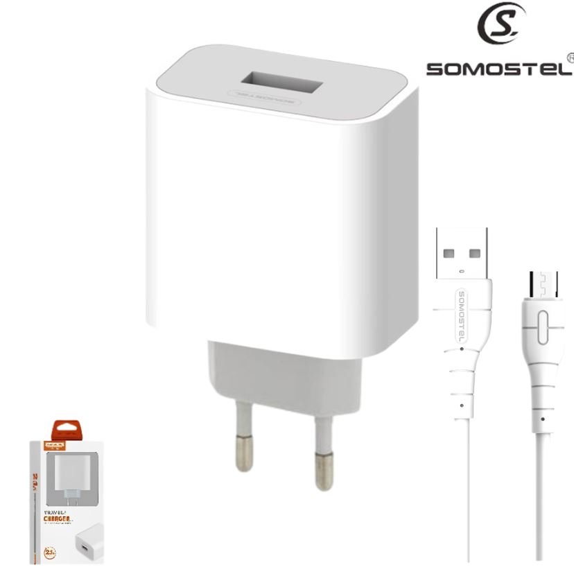 Cargador USB QC3.0 De Pared Somostel + Cable Micro USB (Q41)