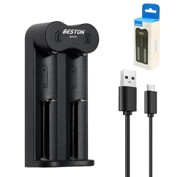 Cargador 2 Pilas Baterías 16340 / 16650 / 17650 / 18350 / 18490 / 18500 / 18650 / 20700 / 21700 / 26650 / 600MA / BESTON M7001