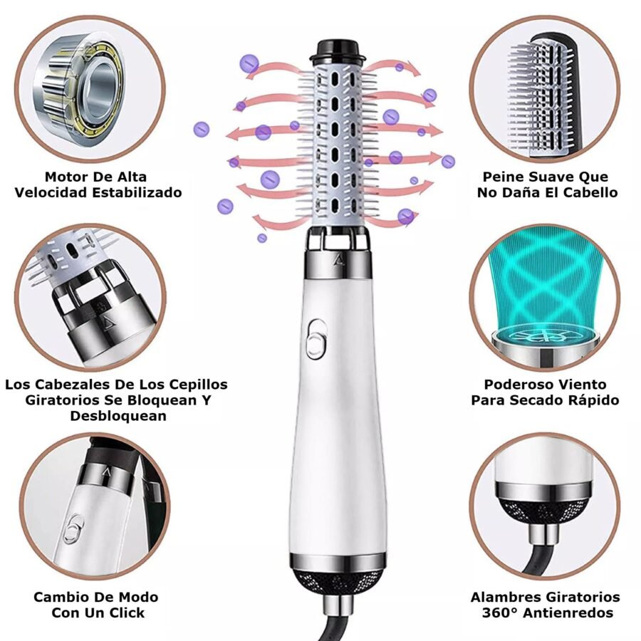 Cepillo Secador De Pelo Eléctrico 3 Cabezales