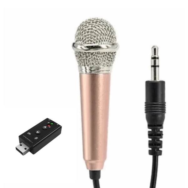 Mini Micrófono 3.5mm / 6cm x 2cm + Tarjeta De Sonido Externa USB