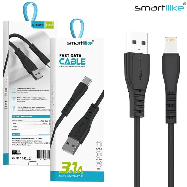 Cable USB Para iPhone Lightning 3.1A 1MT / FAST CHARGE QC3.0 / Smartilike MT-XC05