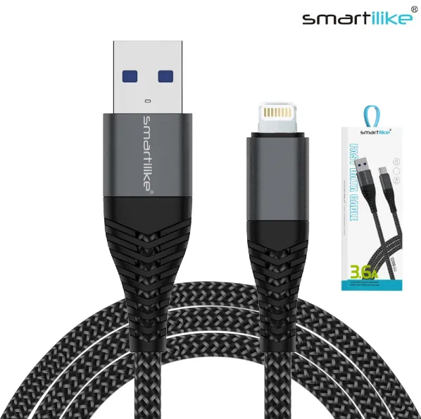 Cable USB Para iPhone Lightning 3.6A 1.2MT / FAST CHARGE QC3.0 / Reforzado / Smartilike MT-XW01