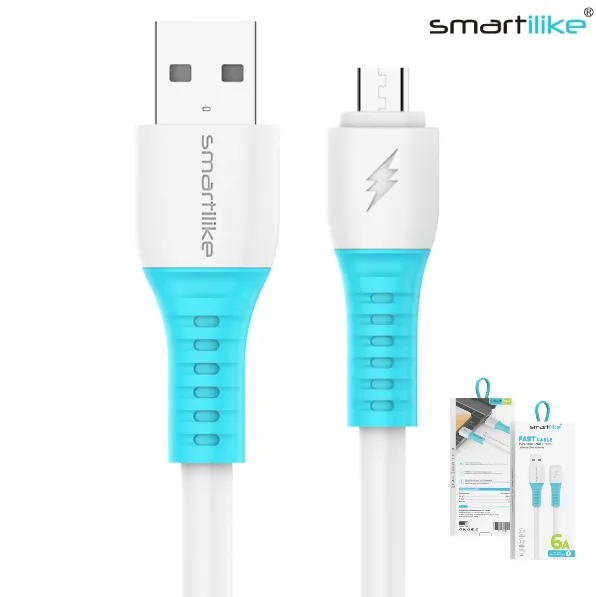 Cable USB A MICRO USB 6A 1.5MT / FAST CHARGE QC3.0 / Acordonado / Smartilike MT-XC02