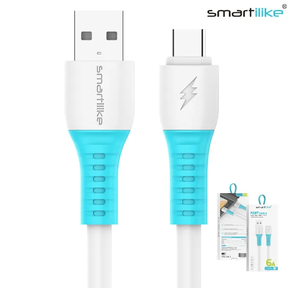 Cable USB A Tipo-C 6A 1.5MT / FAST CHARGE QC3.0 / Acordonado / Smartilike MT-XC02