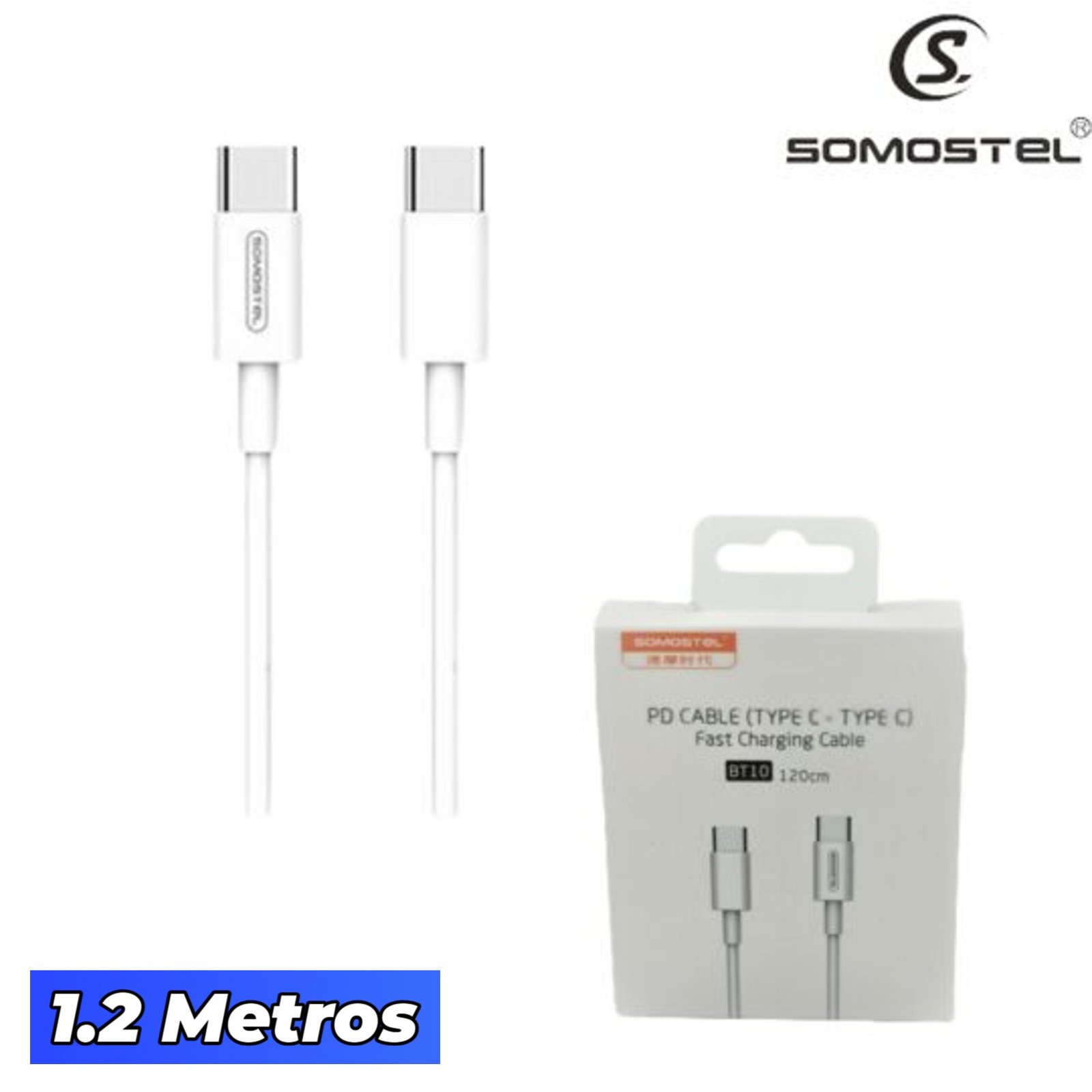 Cable Somostel Tipo-C A Tipo-C PD 18W 1,2 MT (SMS-BT10)