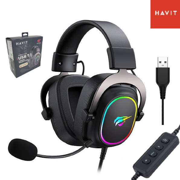 Auriculares Gamer HAVIT H2002P / Luces Led RGB / Micrófono / USB / Con Control De Volumen