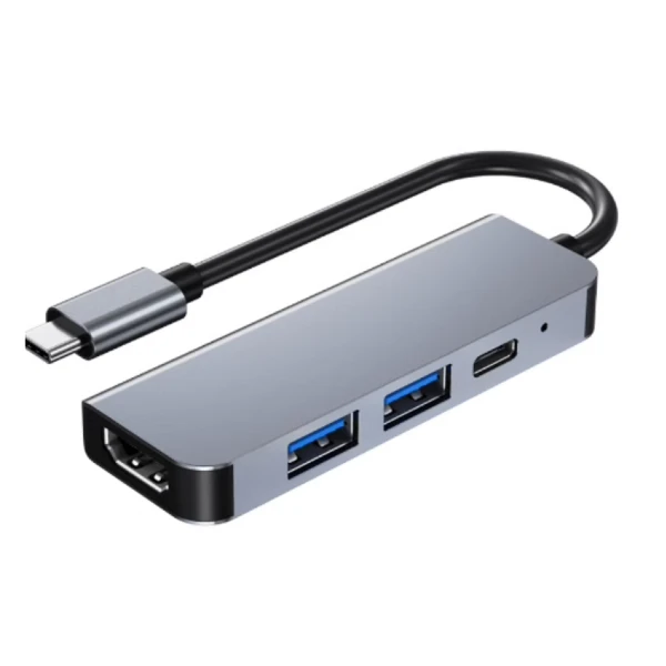 Adaptador HUB Tipo-C 4 En 1 ( USB 3.0 x 2 / HDTV / Tipo-C )
