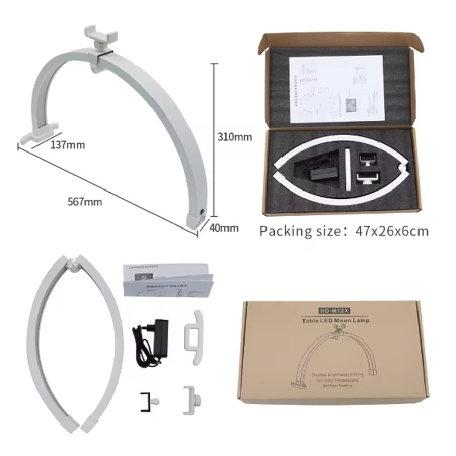 Lampara Media Luna Escritorio Plegable 56cm / 24W / 212 Leds