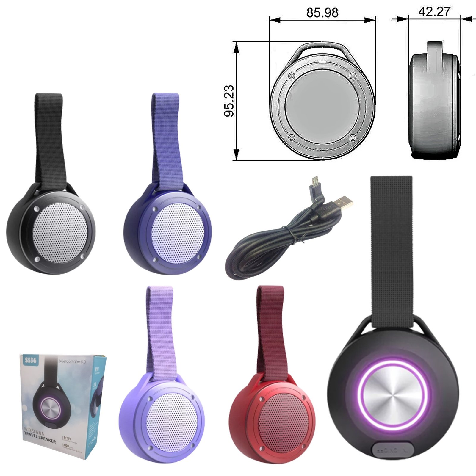 Parlante Bluetooth 5.0 / Con Correa Y Luces / 5w / S536