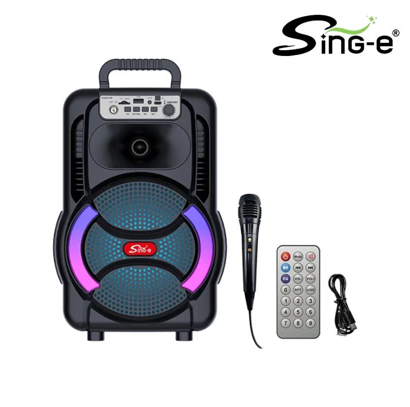 Parlante 8″ Bluetooth Con Micrófono Y Control / Radio FM / MicroSD / USB / AUX 3.5mm / 20W / 3000mah / Sing-e ZQS8166