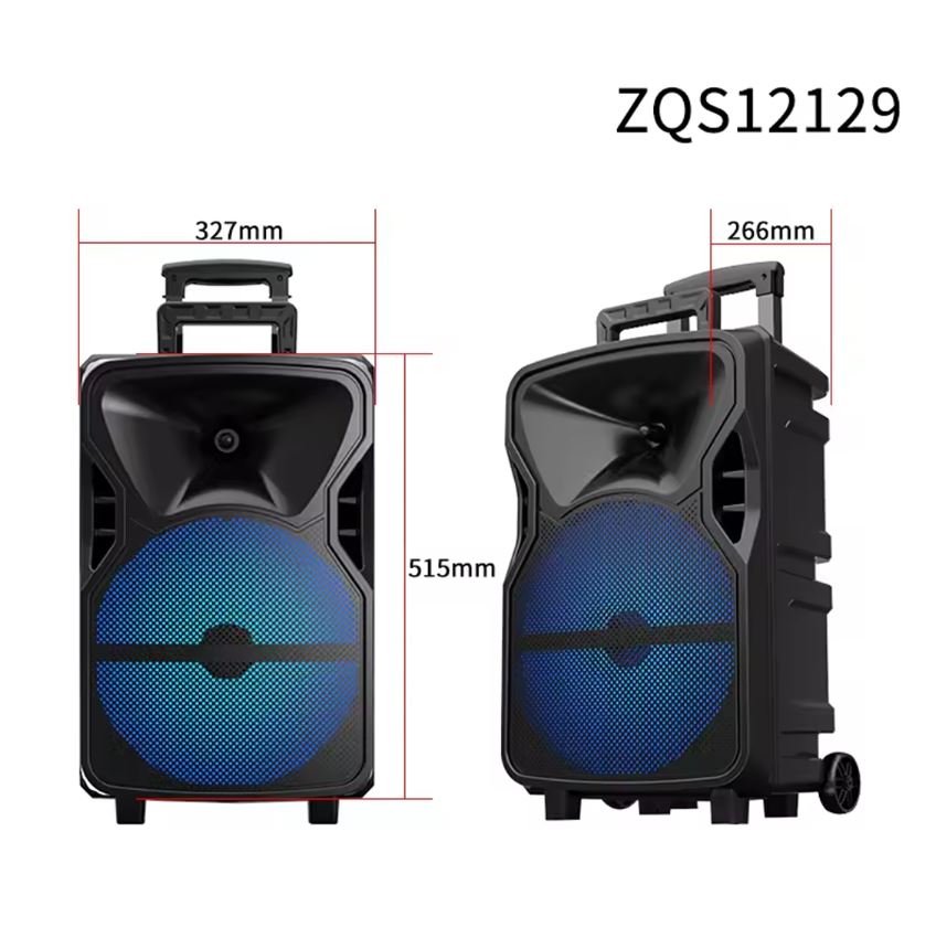 Parlante 12″ Bluetooth Con 2 Micrófonos Y Control / Radio FM / MicroSD / USB / AUX 3.5mm / 60W / 3000mah / Sing-e ZQS12129
