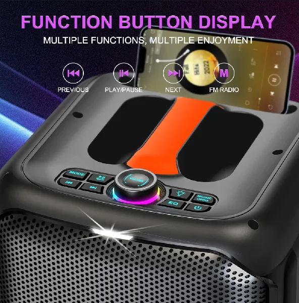 Parlante 8″ Bluetooth Con Micrófono / Con DSP / Radio FM / MicroSD / USB / AUX 3.5mm / 40W / 18000W P.M.P.O / 3000mah / Sing-e ZQS-8180