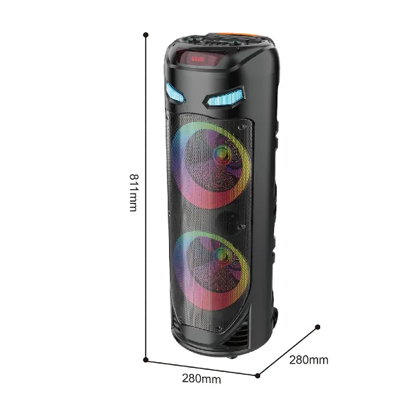 Parlante 8″x2 Bluetooth Con Micrófono Y Control / Con DSP / Radio FM / MicroSD / USB / AUX 3.5mm / 30W*2 / 6000mah / Sing-e ZQS-8237