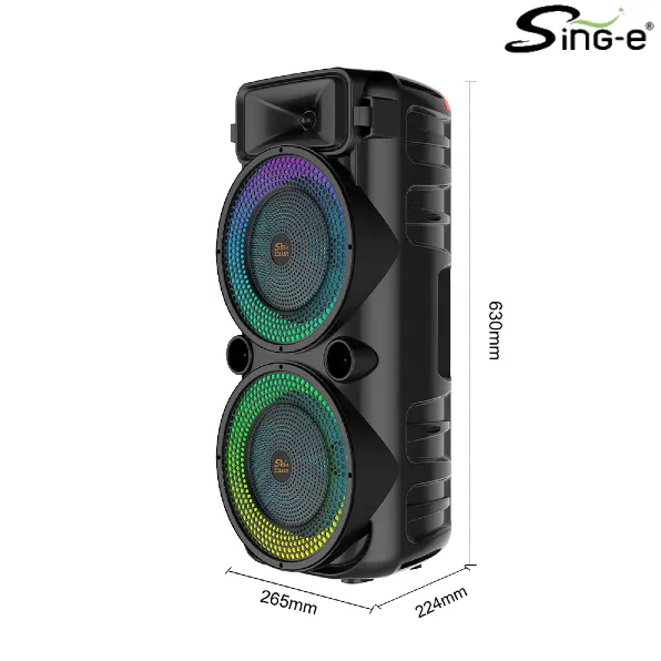 Parlante 8″x2 Bluetooth Con Micrófono Y Control / Con DSP / Radio FM / MicroSD / USB / 15Wx2 / 10000W P.M.P.O / 3600mah / Sing-e ZQS-8276