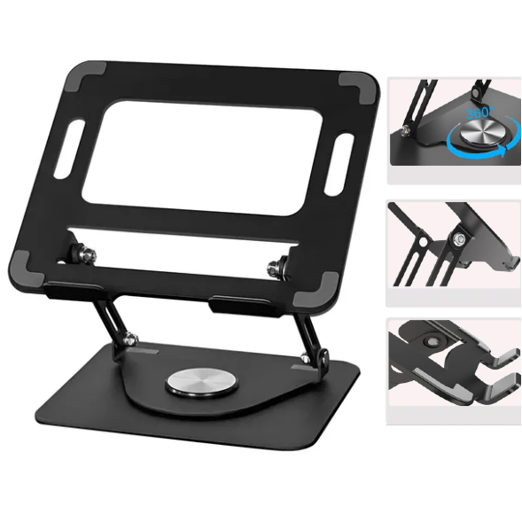 Soporte De Aluminio Para Notebook / Macbook / Tablet 360° Giratorio Plegable / Hasta 17″