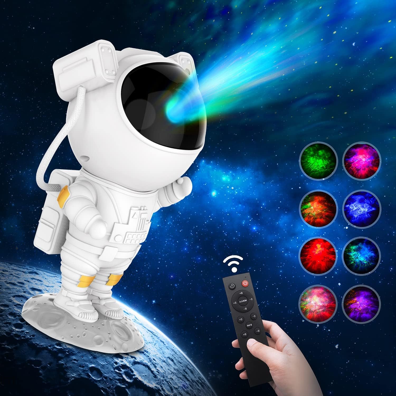 Lampara Proyector Astronauta Led Estrellas De Galaxia Y Nebulosa
