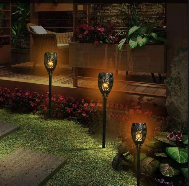 Antorcha Luz Solar 76cm De Jardín Imita Fuego