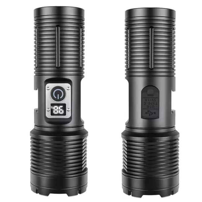 Linterna Led Recargable Con Pantalla Digital 3000LM Con Zoom