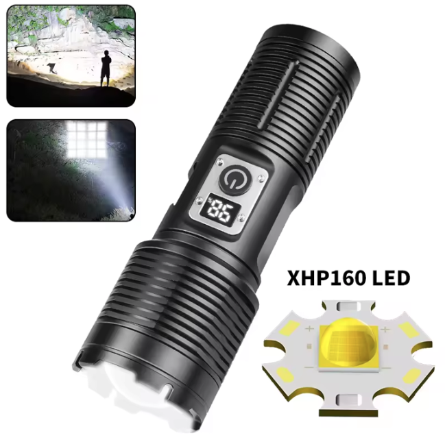 Linterna Led Recargable Con Pantalla Digital 3000LM Con Zoom