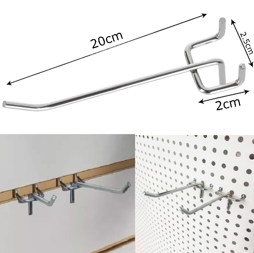 Ménsula Gancho Pincho Para Panel Perforado O Ranurado 20cm * 4mm