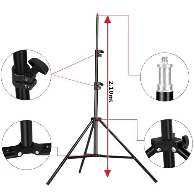 Trípode De Aluminio 2.1 MT / 0.3mm Espesor / 2cm Diámetro ( Apto Para Aro De Luz Led )