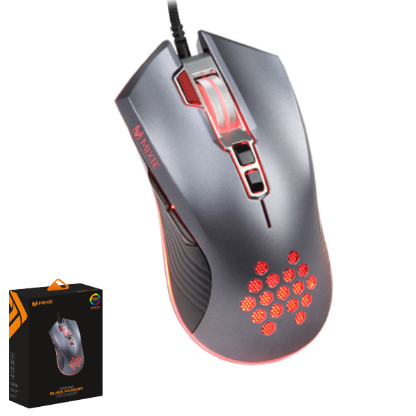 Mouse Mixie M10 / Cableado USB / 800 / 1200 / 1600 / 2400 / 3200 / 4800 DPI / Luces RGB