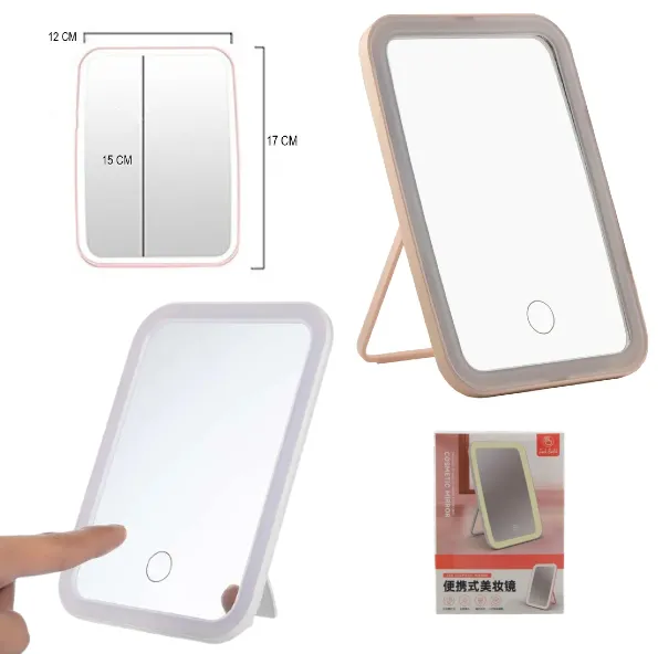 Espejo Con Luz Led / Recargable USB / 12 x 17 cm / Touch Switch