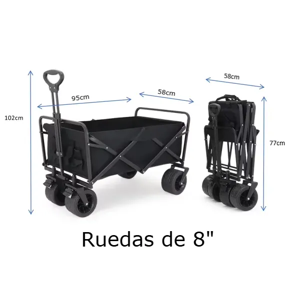 Carro Plegable De Carga Ruedas 8″ / 95*58*102cm