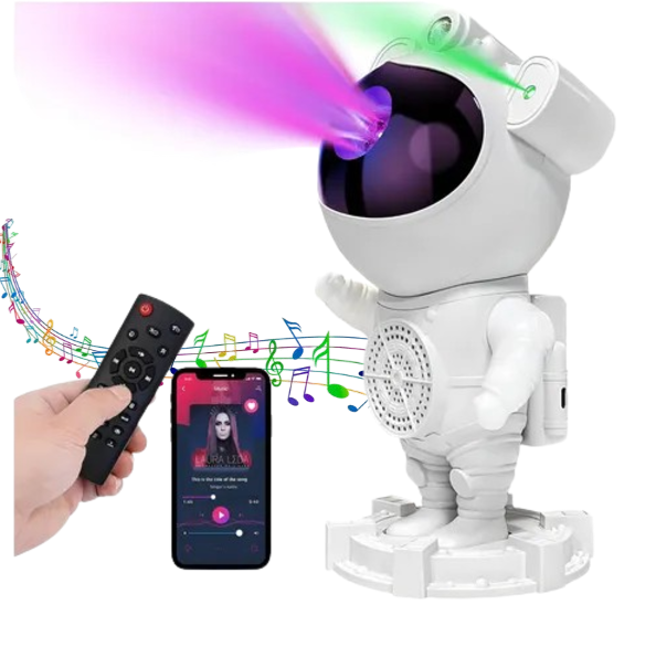 Parlante Lampara Proyector Astronauta Led Estrellas De Galaxia / Con Control