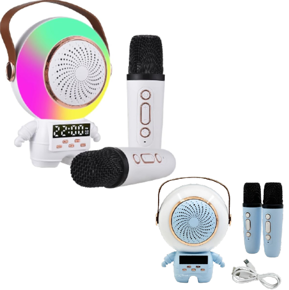 Parlante Bluetooth Astronauta Con 2 Micrófonos / Luces Led / Reloj Digital / Radio FM