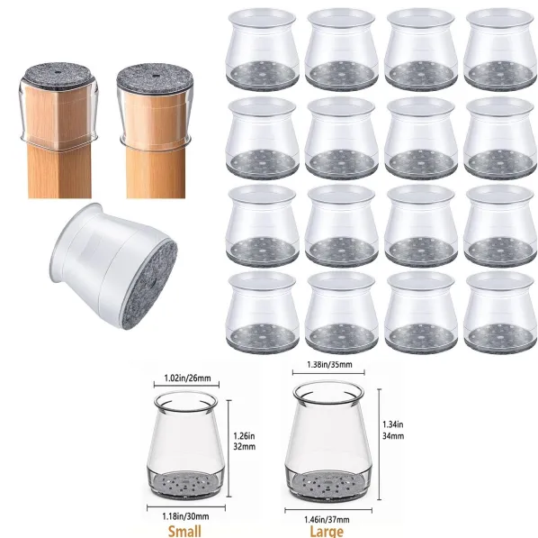 16 Fundas De Silicona Con Fieltro Para Patas De Muebles