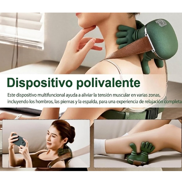 Masajeador Inalámbrico Recargable 3D Para Cuello / Hombros / Espalda / Con Calor