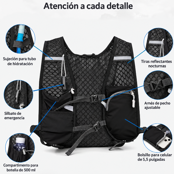 Chaleco Deportivo De Hidratación Con Bolsa 1.5lt