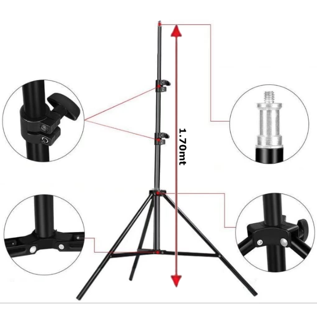 Trípode De Aluminio 1.7 MT / 2cm De Diámetro ( Apto Para Aro De Luz Led )